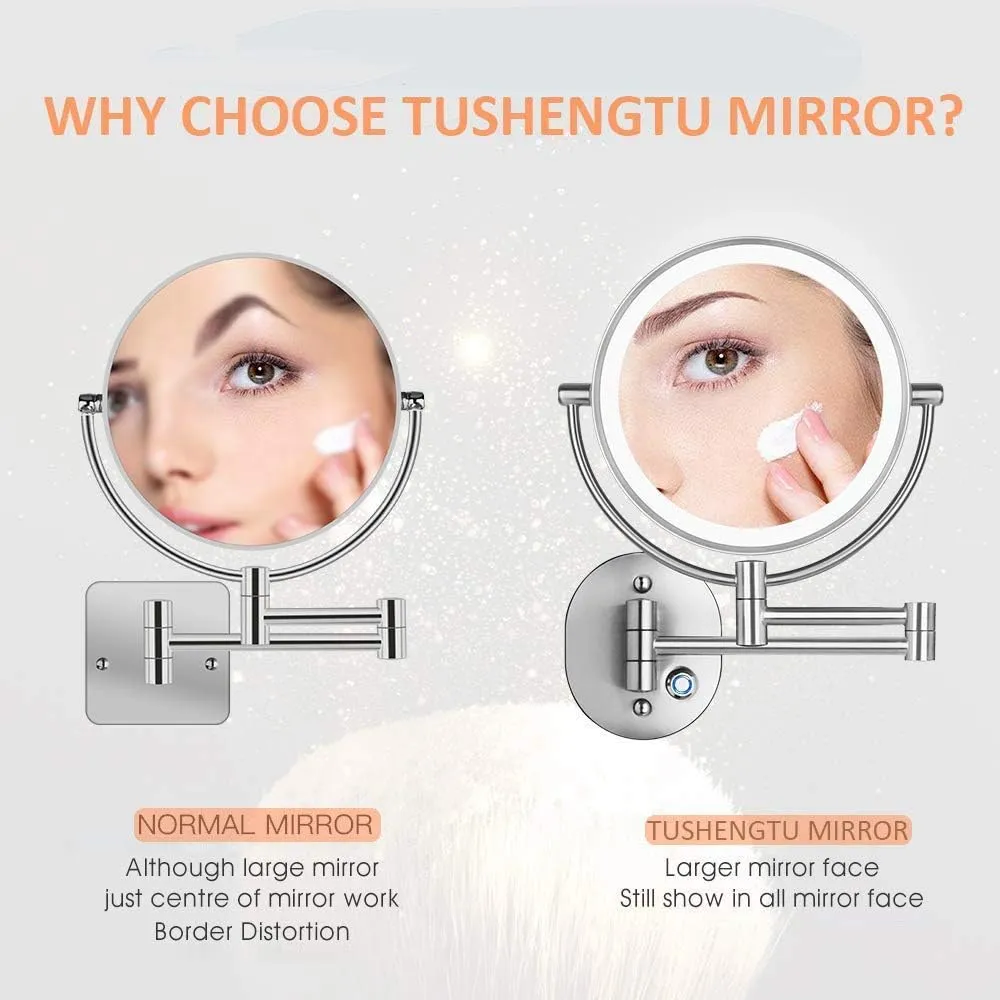 IOCCIOBB Makeup Mirror Wall Mounted 10x Magnification Vanity Mirror 360 Rotating Double Sided Cosmetic Mirror for Shaving in Bedroom