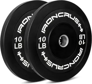 Iron Crush Olympic Bumper Plates Set - Virgin Rubber Weights for Strength Training - Fits 2" Barbells - Sold in Pairs