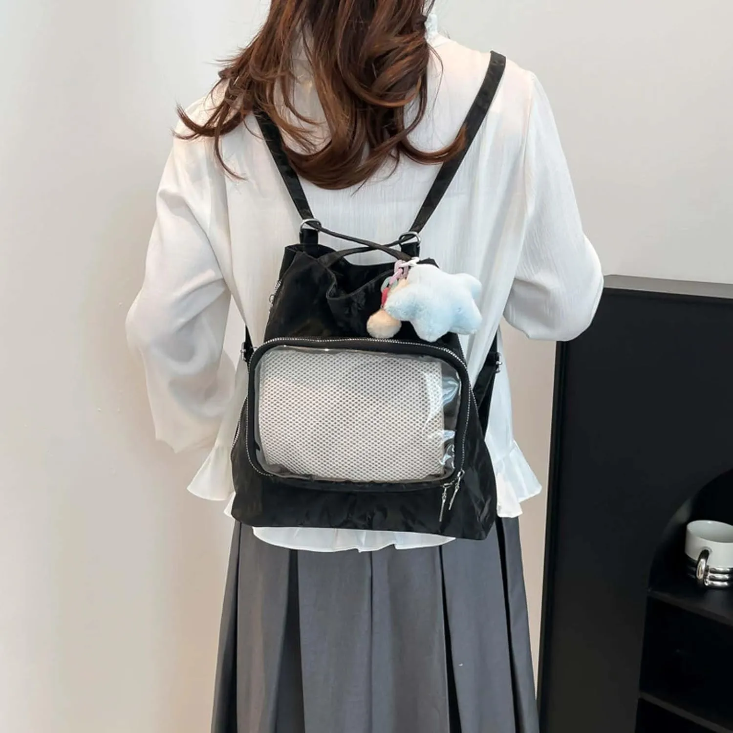 Itabag badge display bag with star pendant that can be carried on both shoulders, suitable for daily wear and fashion shows