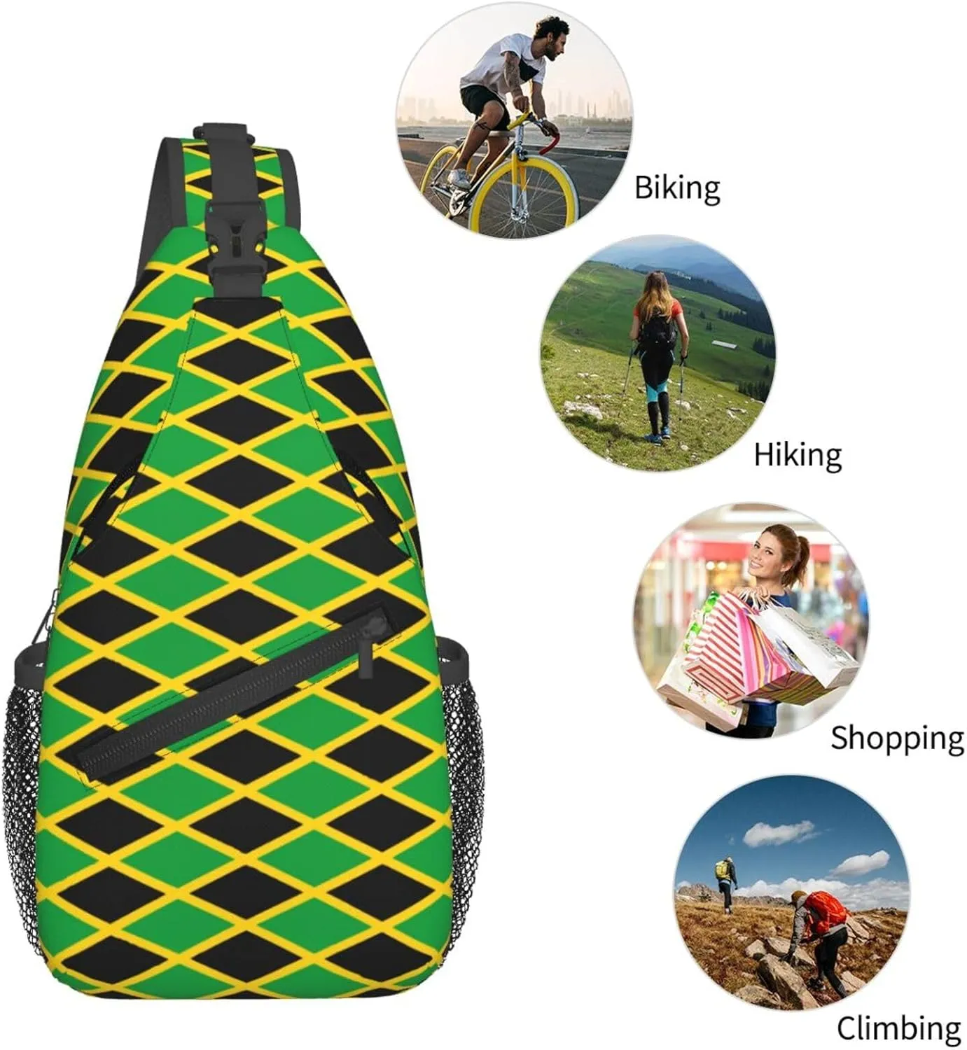 Jamaica Crossbody Bag Jamaica Flag Shoulder Bag Backpack Jamaican Sling Bag Jamaican Chest Casual Daypack Bag