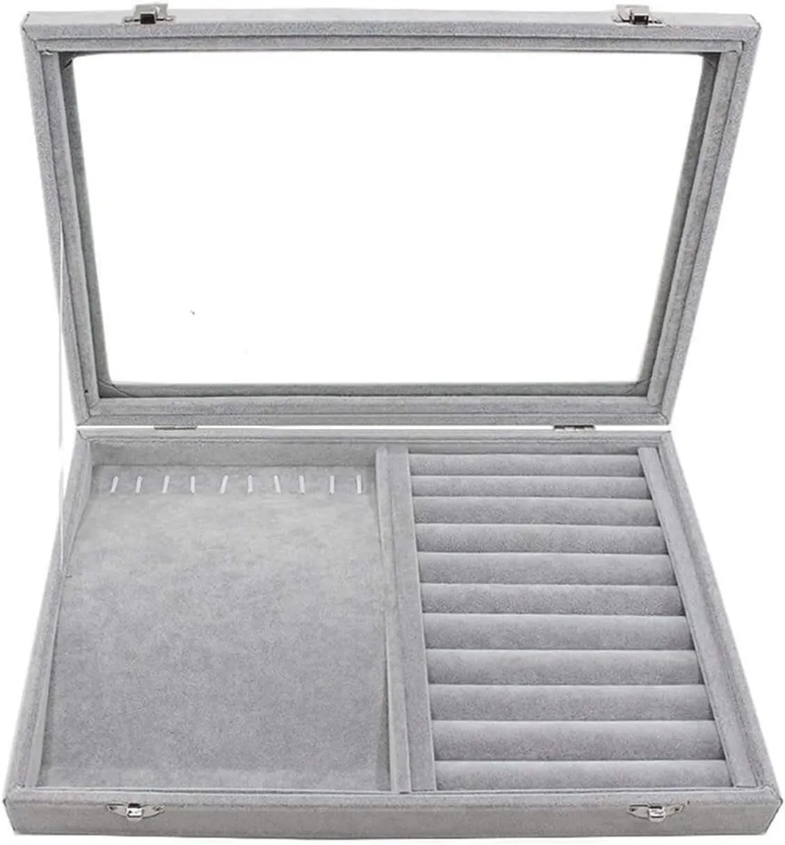 Jewelry Boxes with Clear Lid Ice Velvet Jewelry Storage Box Glass Jewelry Display Case Store Showcase Box Jewelry Boxes & Organizers
