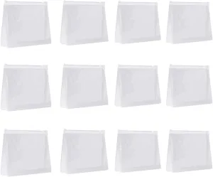 JIAKAI 12pcs Mini Small PVC Transparent Plastic Cosmetic Organizer Bag Pouch With Zipper Closure for Vacation Travel, Bathroom and Organizing Makeup Bag