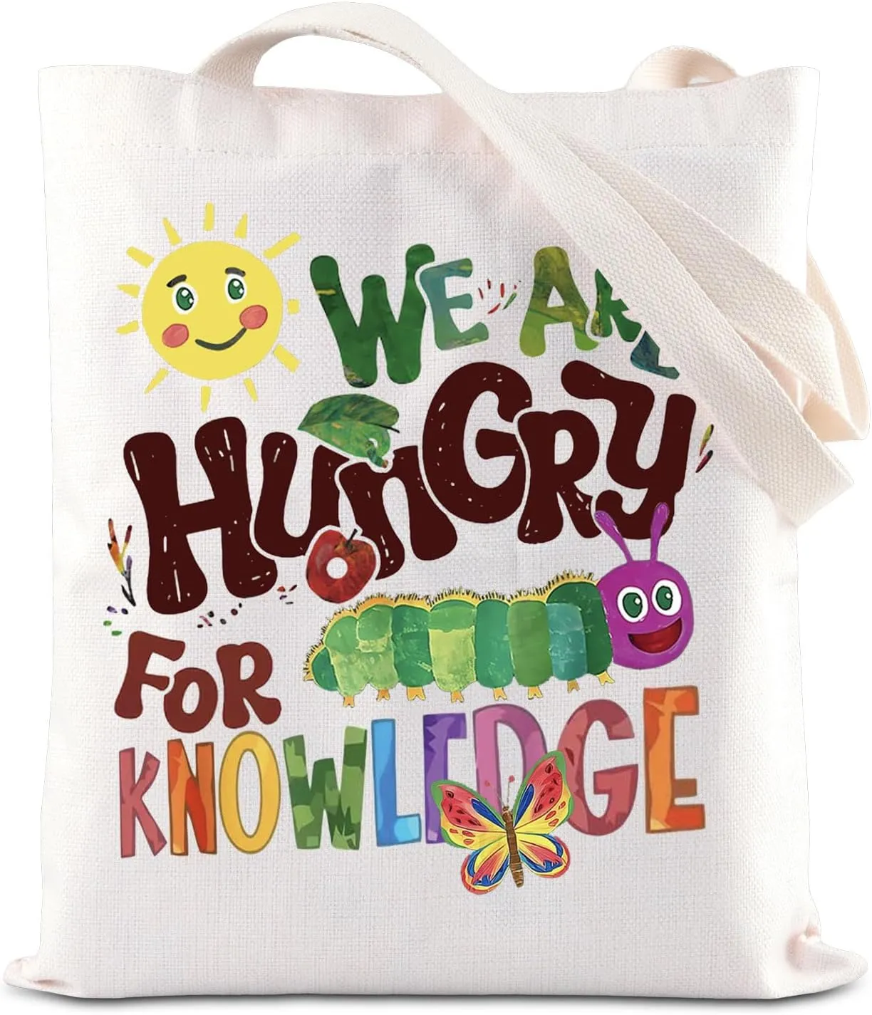 JNIAP Hungry Caterpillar Inspired Tote Bag Teachers Appreciation Gift Bookworm Gift