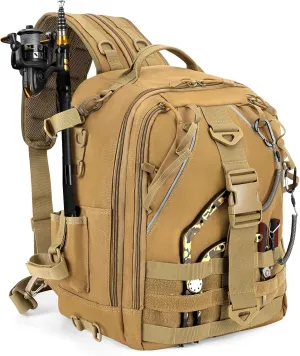 Jueachy Fishing Tackle Backpack: Water-Resistant Fishing Backpack with Rod Holder Fishing Shoulder Storage Bags