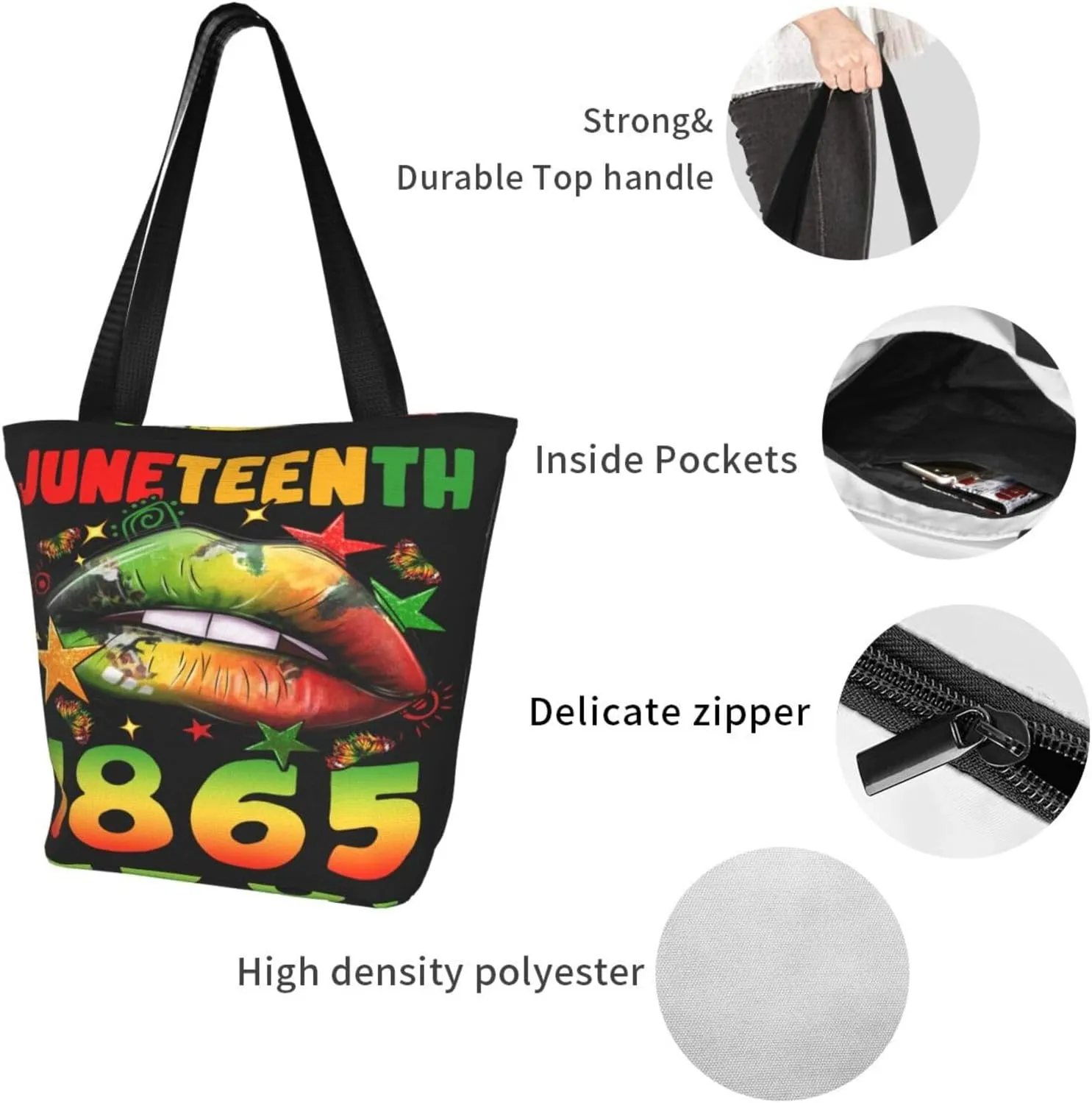 Juneteenth 1865 Sunflower Black History Month Women's Tote Bag Lightweight Shopping Handbag Travel Shoulder Bag