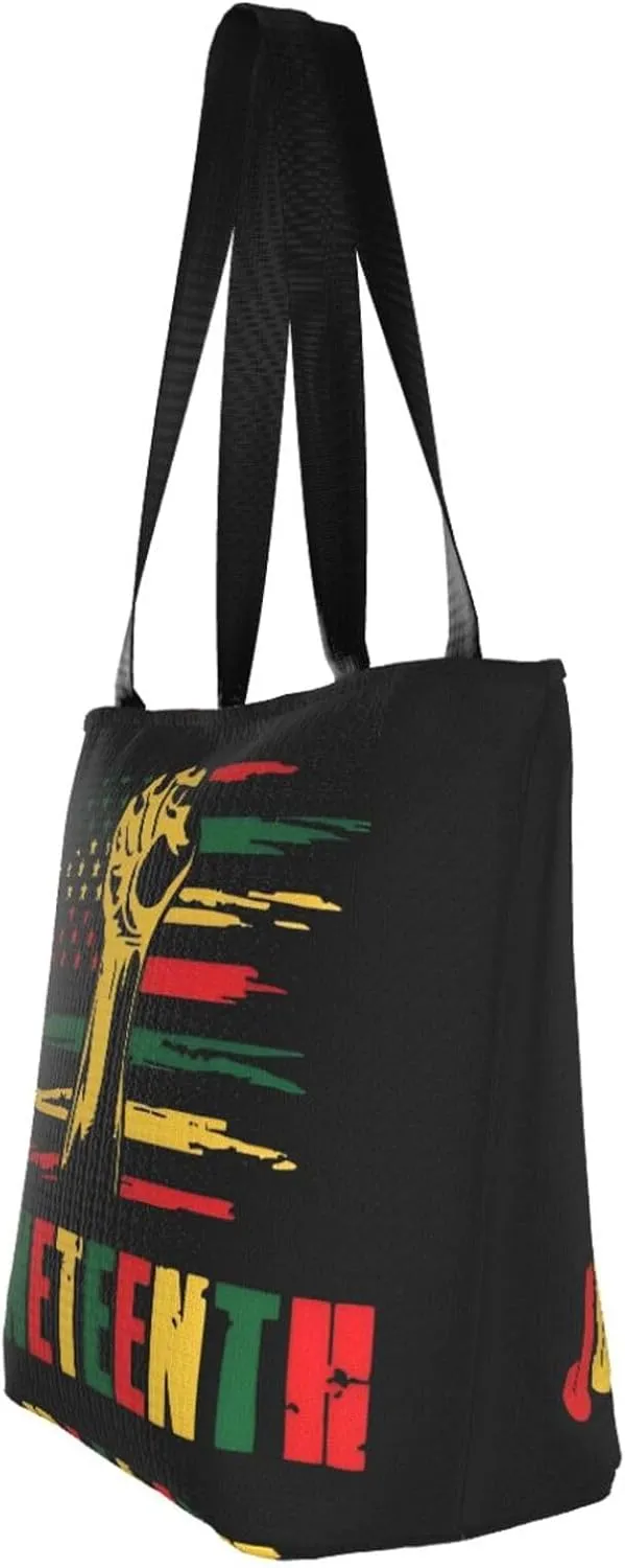 Juneteenth Black History Month American Flag Women's Tote Bag Lightweight Shopping Handbag Travel Shoulder Bag