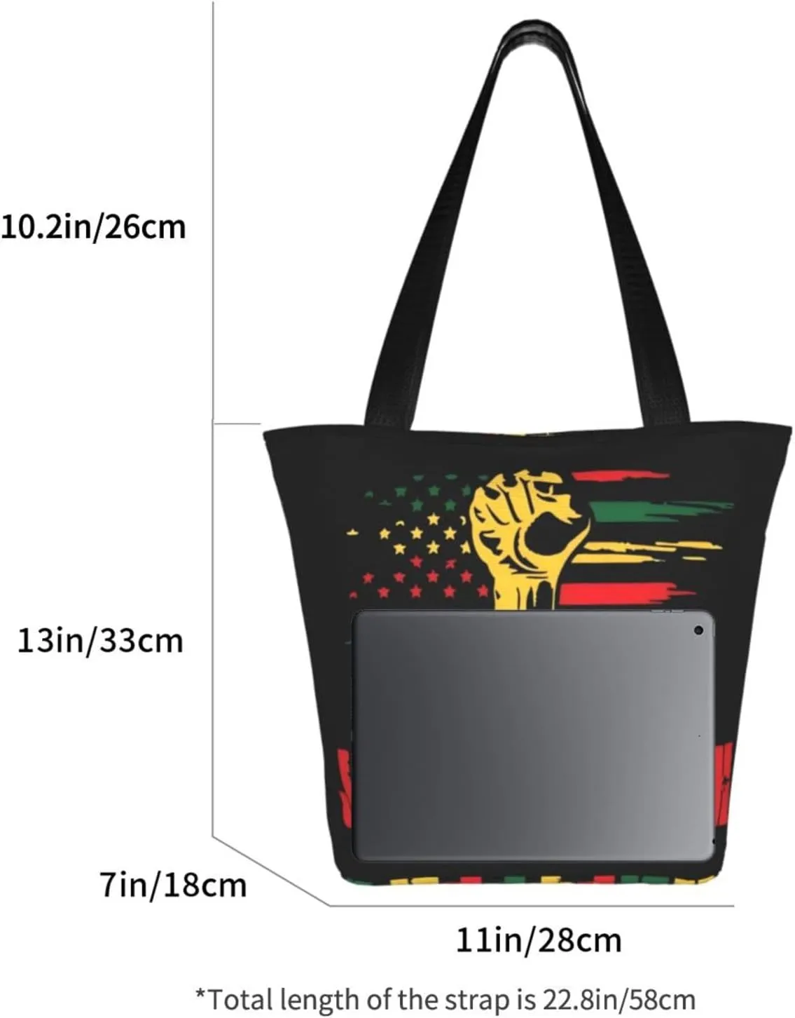 Juneteenth Black History Month American Flag Women's Tote Bag Lightweight Shopping Handbag Travel Shoulder Bag