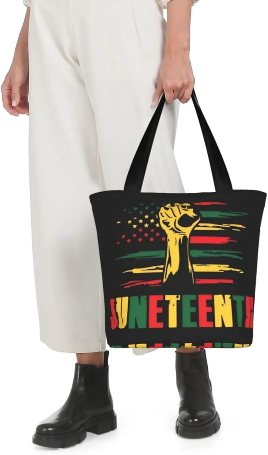Juneteenth Black History Month American Flag Women's Tote Bag Lightweight Shopping Handbag Travel Shoulder Bag