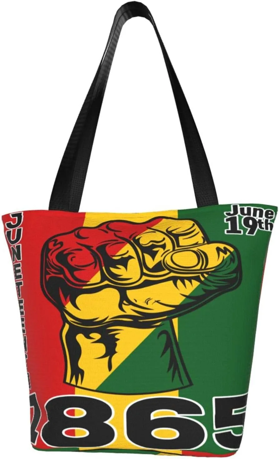 Juneteenth Black Month Lip Kiss Sunflower Women's Tote Bag Lightweight Shopping Handbag Travel Shoulder Bag