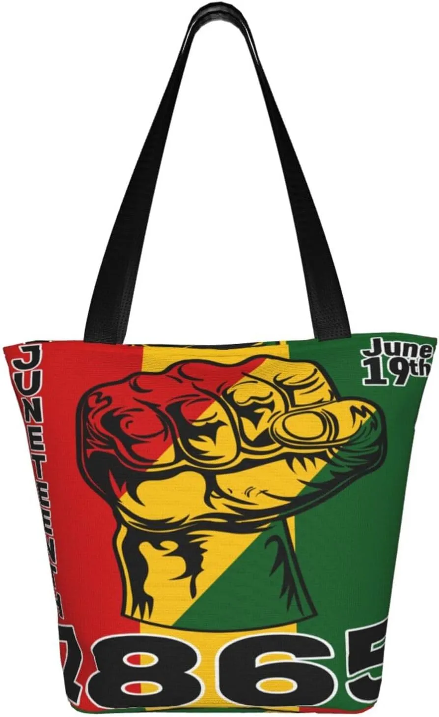 Juneteenth Black Month Lip Kiss Sunflower Women's Tote Bag Lightweight Shopping Handbag Travel Shoulder Bag