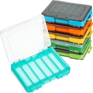 Junkin 6 Pcs Double Sided Fishing Lure Box 12 Compartments Tackle Box Organizers Plastic Waterproof Storage Case Container Visible Tackle Storage Trays for Bait Squid Jig Minnows Hooks