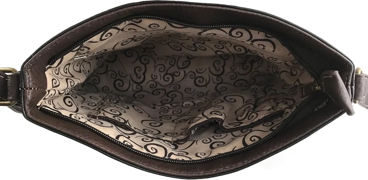 Justin West Patina Girl Western Bronze Floral Buckle Conceal Carry Handbag Purse Tote and Strap Wallet