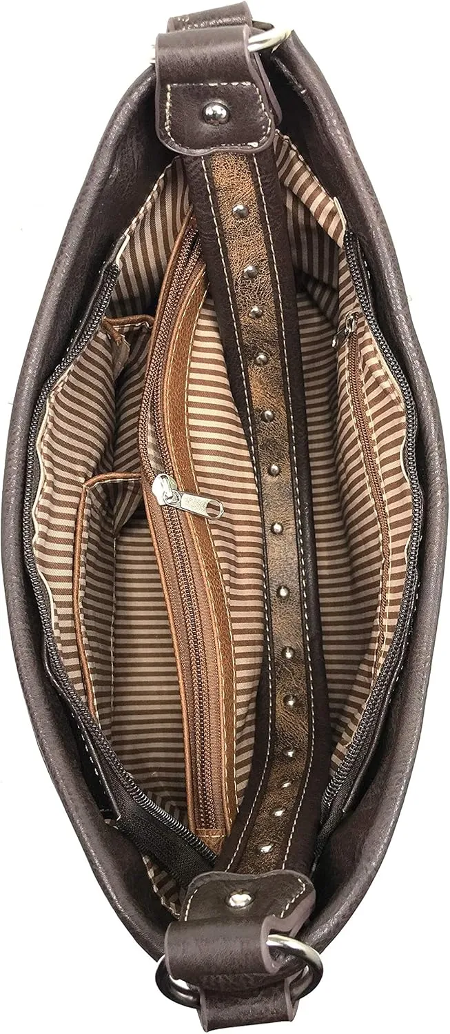 Justin West Patina Girl Western Bronze Floral Buckle Conceal Carry Handbag Purse Tote and Strap Wallet
