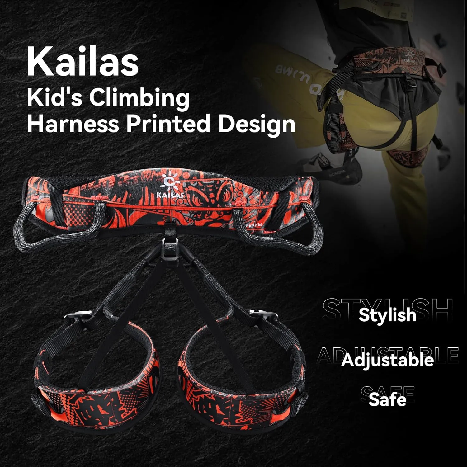 KAILAS Kids Climbing Harness Children's Safety Belt Child Adjustable Rappelling Harness Comfortable Tree Climbing Outdoor