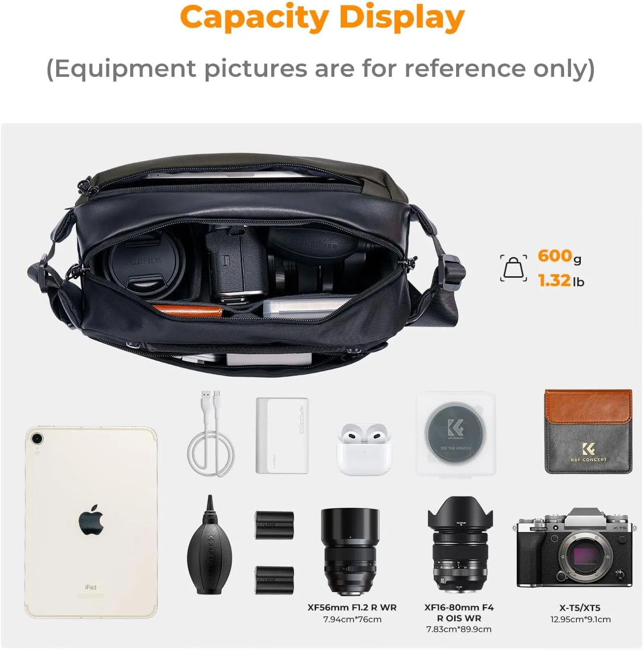 K&F Concept 2 in 1 Sling Bag Everyday Shoulder Bag & Multifunction Photography Crossbody Camera DSLR Backpack Portable Bag