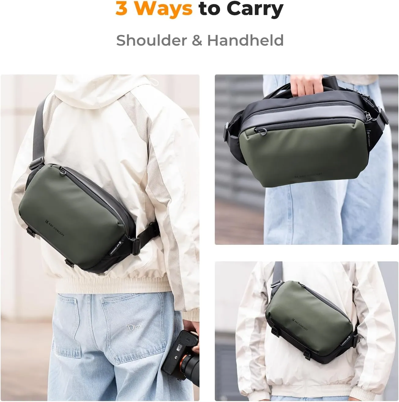 K&F Concept 2 in 1 Sling Bag Everyday Shoulder Bag & Multifunction Photography Crossbody Camera DSLR Backpack Portable Bag