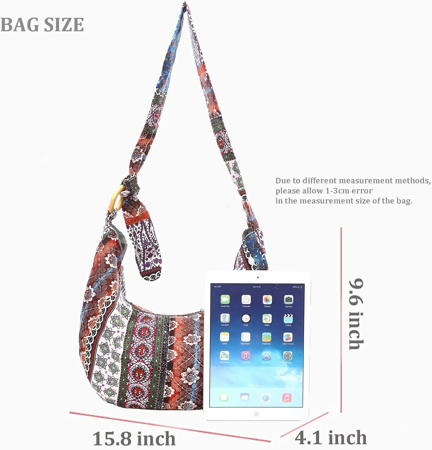 KARRESLY Women's Sling Crossbody Bag Ethnic Style Shoulder Bag with Adjustable Strap