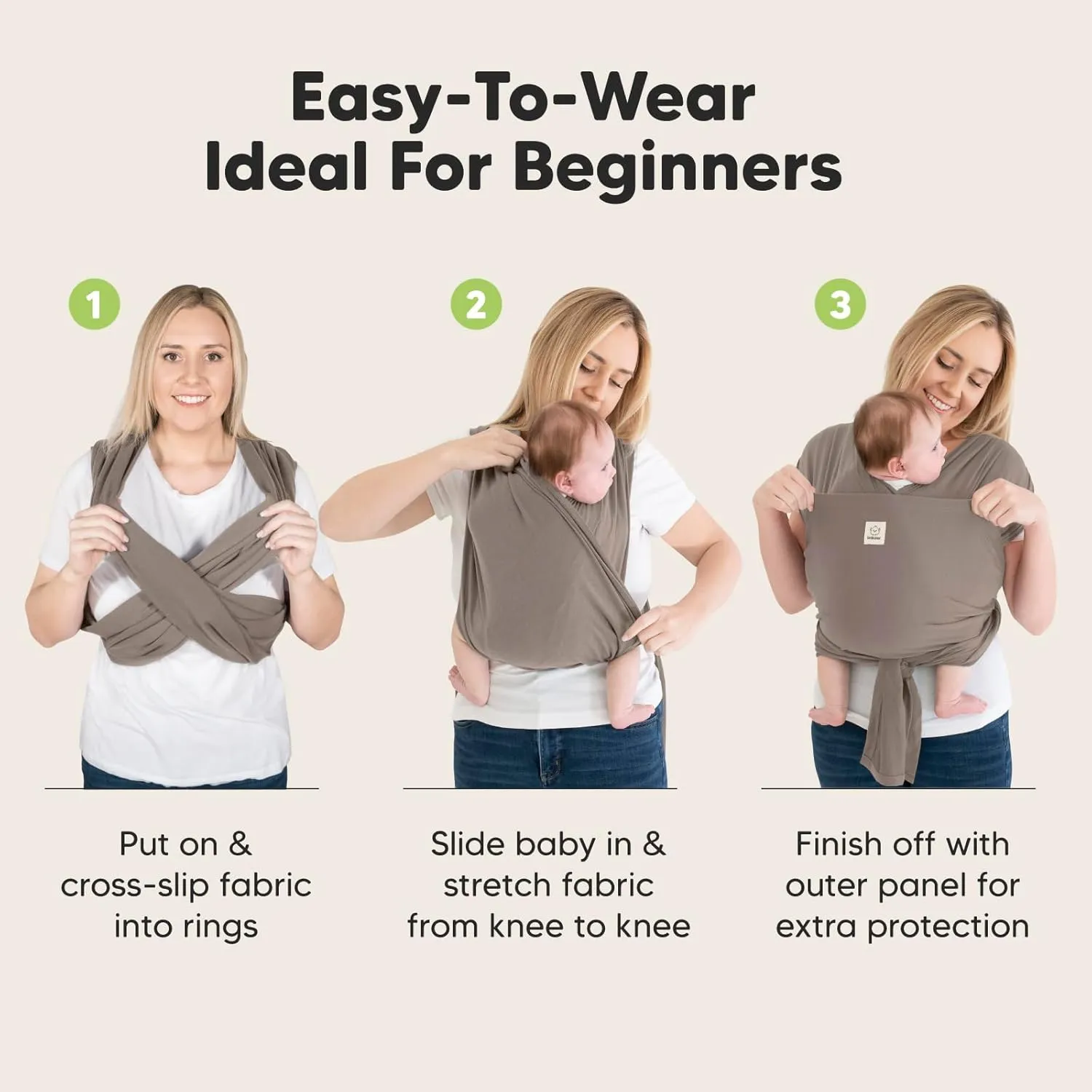 KeaBabies Baby Wrap Carrier Ring Sling - Easy to Wear, Adjustable D-Lite Baby Carrier Newborn to Toddler, Infant Carrying Shirt, Hands Free Bonding, Breathable Fabric Wearing Wrap (Copper Gray)