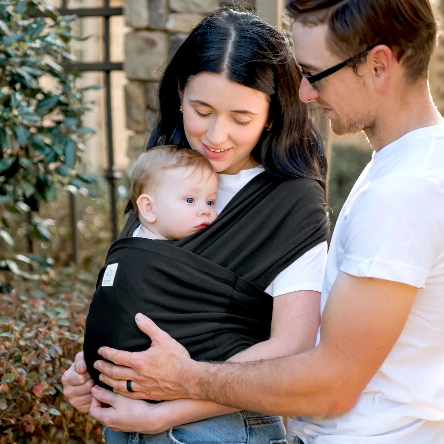 KeaBabies Baby Wrap Carrier Ring Sling - Easy to Wear, Adjustable D-Lite Baby Carrier Newborn to Toddler, Infant Carrying Shirt, Hands Free Bonding, Breathable Fabric Wearing Wrap (Trendy Black)