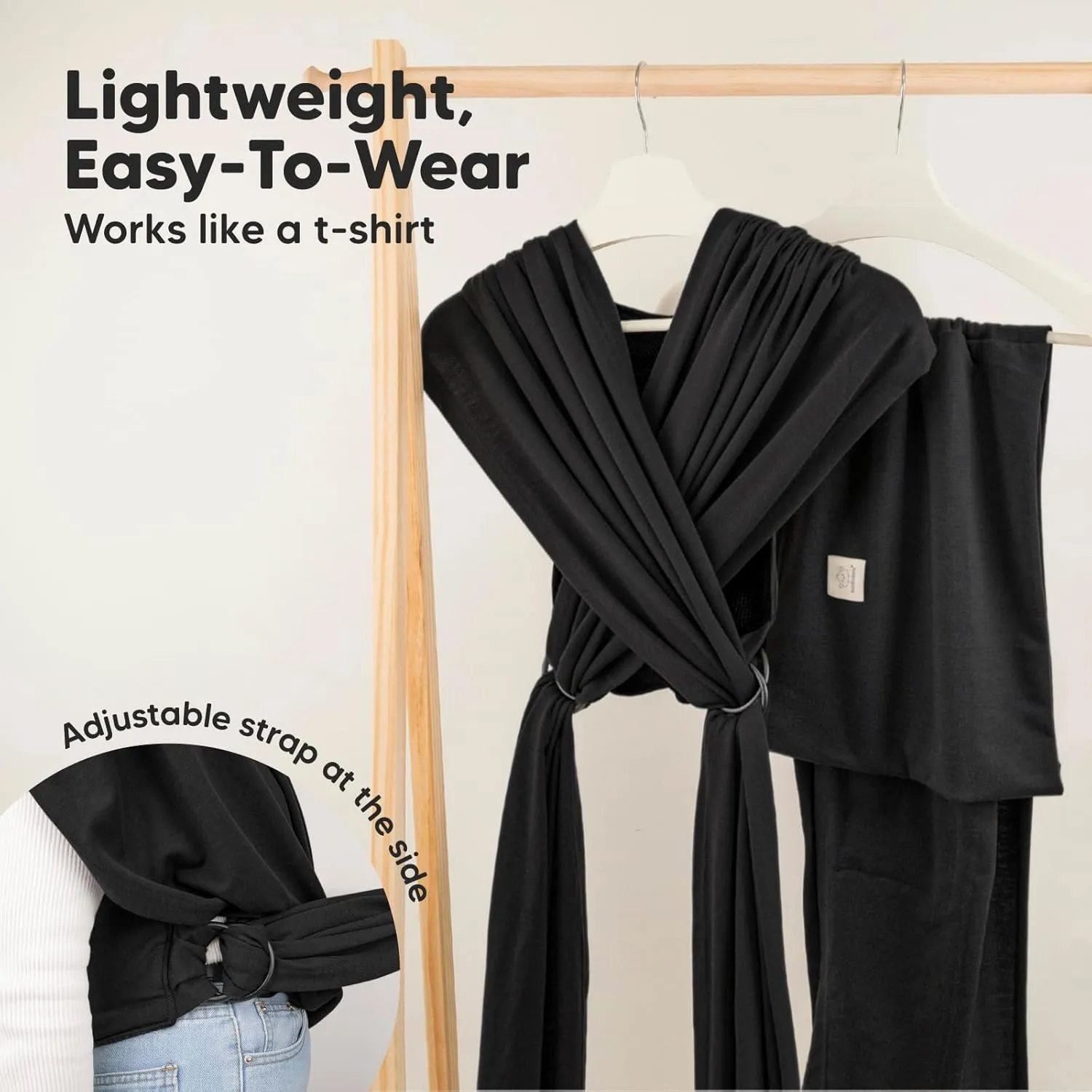 KeaBabies Baby Wrap Carrier Ring Sling - Easy to Wear, Adjustable D-Lite Baby Carrier Newborn to Toddler, Infant Carrying Shirt, Hands Free Bonding, Breathable Fabric Wearing Wrap (Trendy Black)