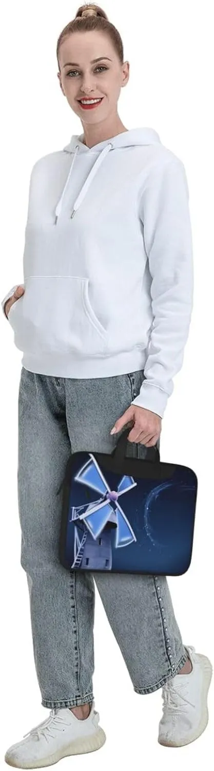 KHiry Laptop Shoulder Bag Laptop Bag Computer Bag Windmill Blue Messenger Bag for Unisex