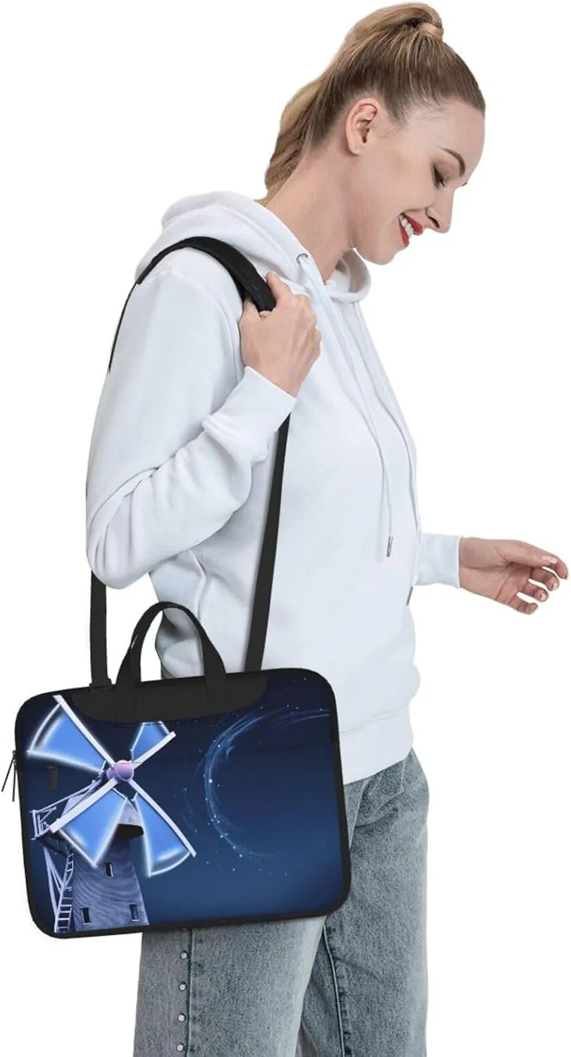 KHiry Laptop Shoulder Bag Laptop Bag Computer Bag Windmill Blue Messenger Bag for Unisex