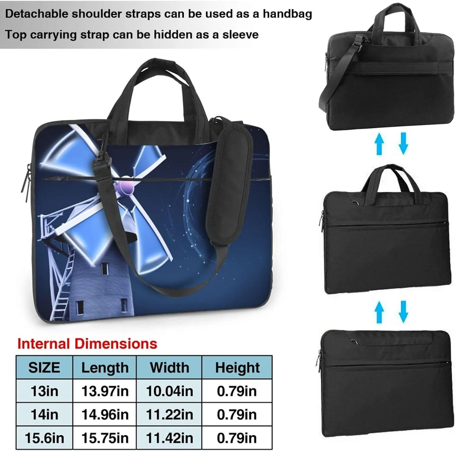 KHiry Laptop Shoulder Bag Laptop Bag Computer Bag Windmill Blue Messenger Bag for Unisex