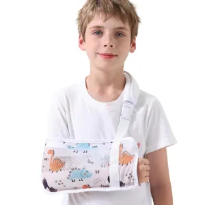 Kids Mesh Arm Sling for Injured Arms | Adjustable & Comfortable Shoulder Support | Dinosaur Design | Youth Injury Recovery Brace (Dinosaur, Large)