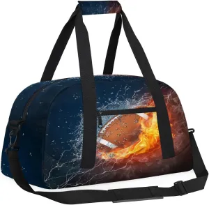 Kids Overnight Duffel Bags American Football Travel Sports Gym Bags for Boy Weekender Sleepover Bag Waterproof Carry on Tote Bag