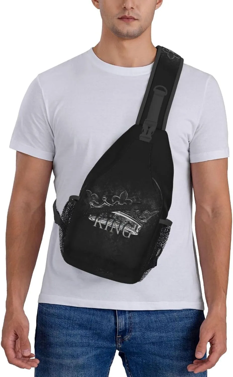 King Shoulder Bag Cool Sling Backpack Daypack Casual Bag Mens Backpack Bag for Outdoor