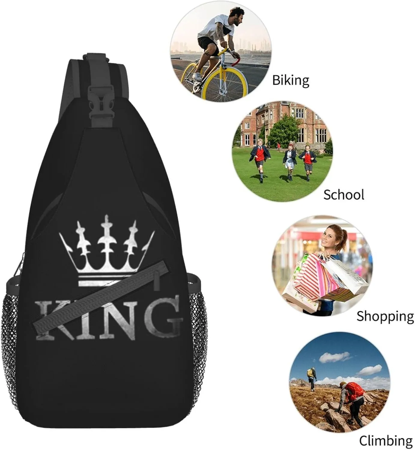 King Shoulder Bag Lion Sling Backpack Daypack Casual Backpack Hiking Bag Men Backpack Bag