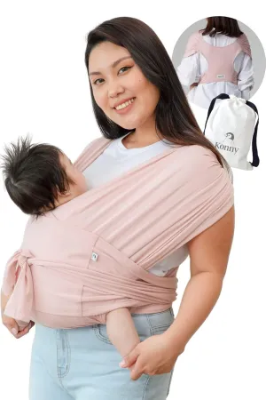 Konny Original Baby Carrier SoftBreeze Luxury Carrier Wrap, Easy to Wear Baby Wrap Carrier, Perfect Essentials Cloths for Newborn Babies up to 44 lbs, (Pink, 4XL)