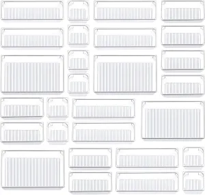 Kootek 28 Pcs Drawer Organizer Set, 4-Size Bathroom Vanity Trays Makeup Desk Dividers Versatile Storage Bins Clear Plastic Container for Dresser, Bedroom, Kitchen, Office