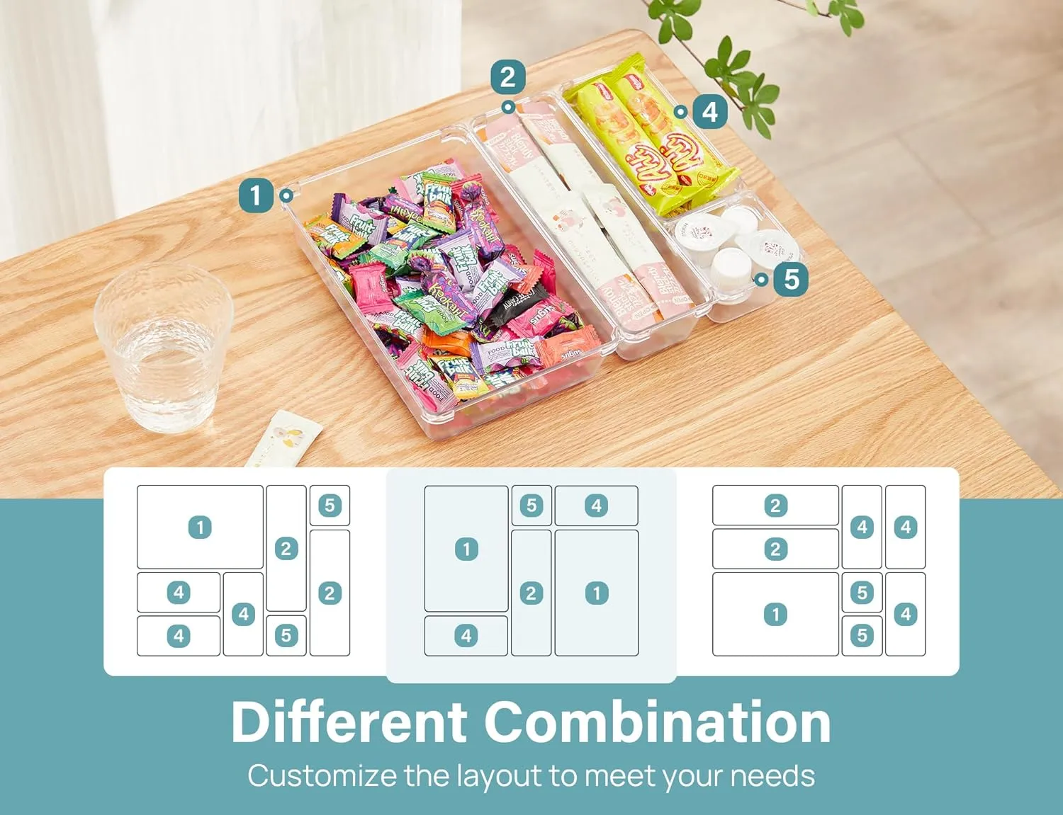 Kootek 28 Pcs Drawer Organizer Set, 4-Size Bathroom Vanity Trays Makeup Desk Dividers Versatile Storage Bins Clear Plastic Container for Dresser, Bedroom, Kitchen, Office