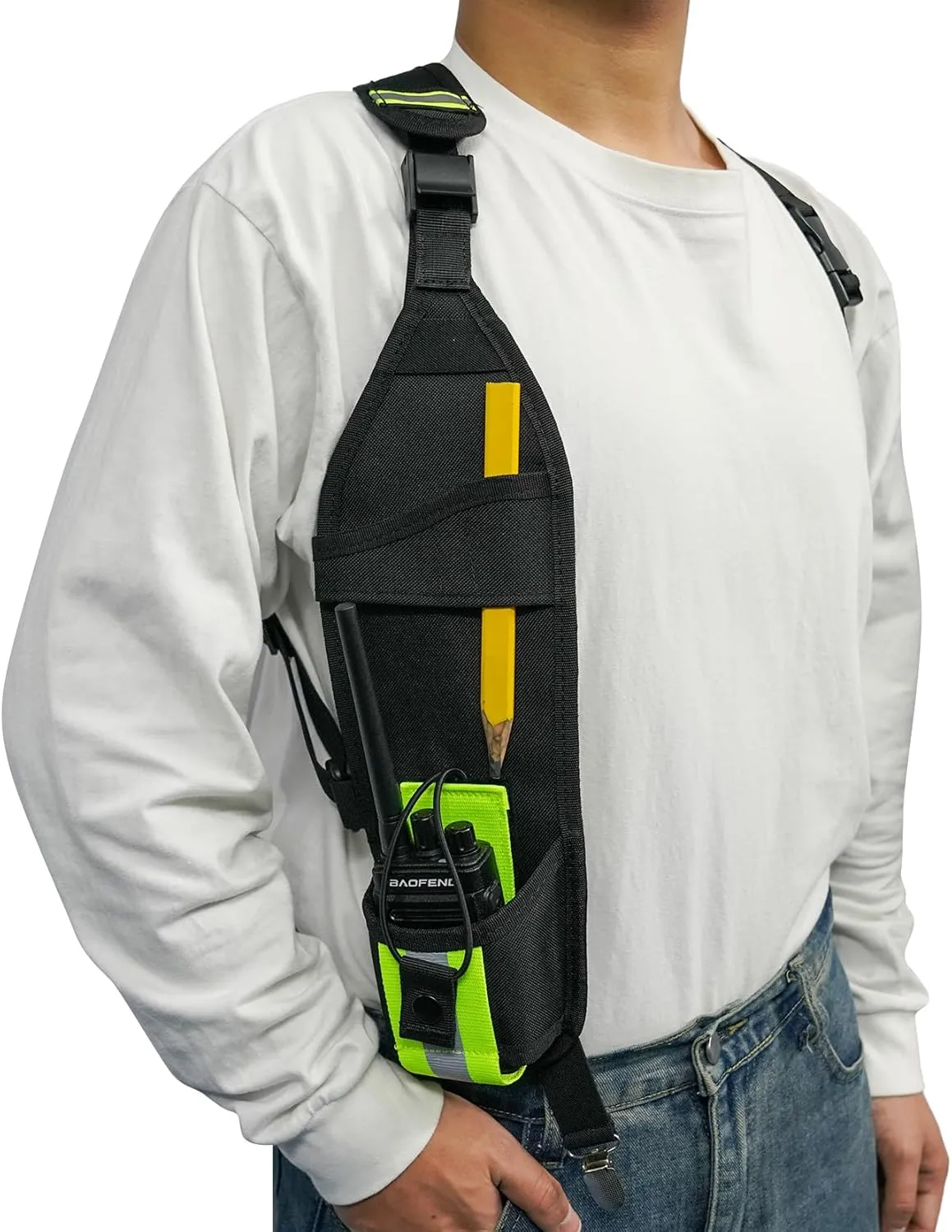 KUNN Universal Single Side Radio Shoulder Harness Holster,Two Way Walkie Talkie Holder for Motorola,Baofeng