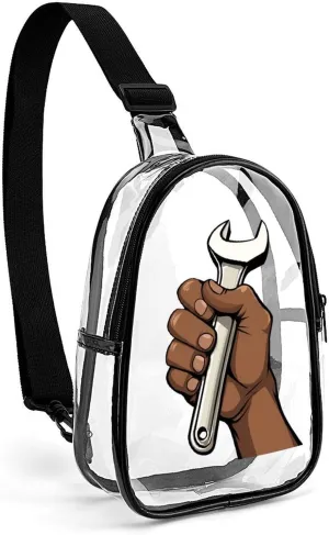 Labor Cute Crossbody Sling Bag Unisex Transparent Chest Bag Adjustable Strap Shoulder Bag