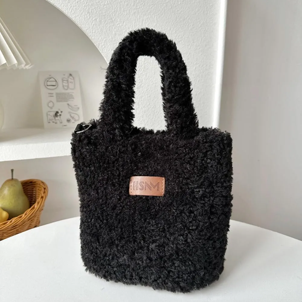 Lamb Wool Handbag Fuzzy Cute Autumn and Winter Fluffy Stylish Chroma Handbag Shoulder Bag Fuzzy Handbag