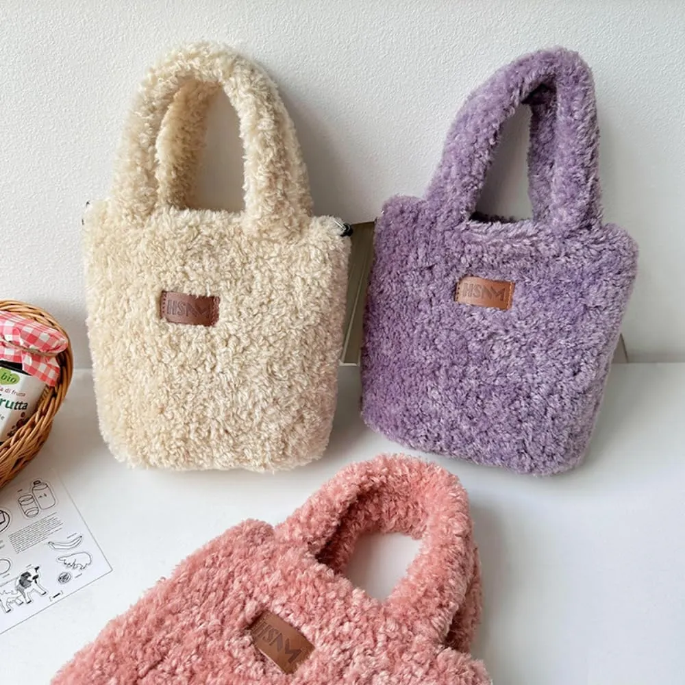 Lamb Wool Handbag Fuzzy Cute Autumn and Winter Fluffy Stylish Chroma Handbag Shoulder Bag Fuzzy Handbag