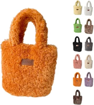 Lamb Wool Handbag Fuzzy Cute Autumn and Winter Fluffy Stylish Chroma Handbag Shoulder Bag Fuzzy Handbag