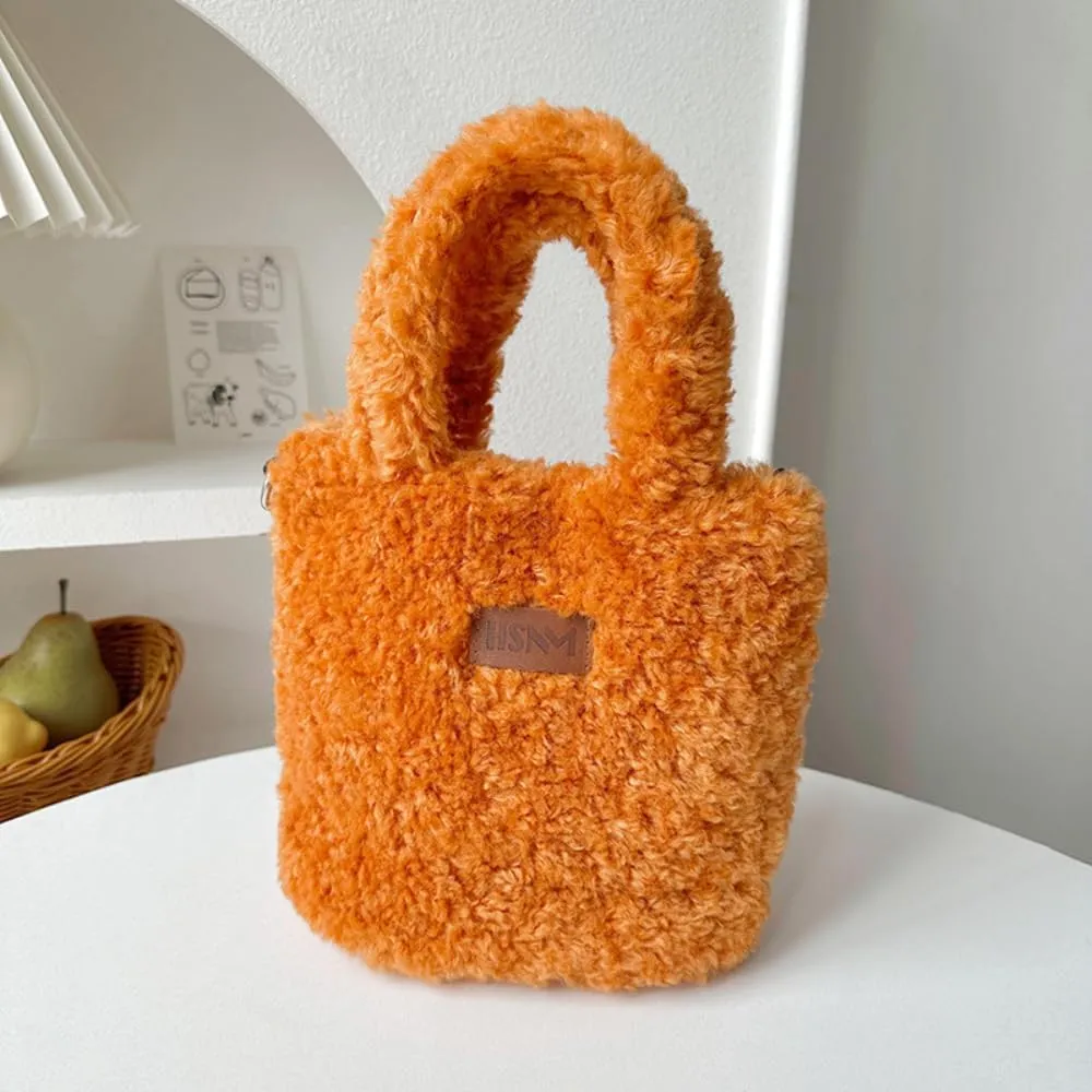Lamb Wool Handbag Fuzzy Cute Autumn and Winter Fluffy Stylish Chroma Handbag Shoulder Bag Fuzzy Handbag