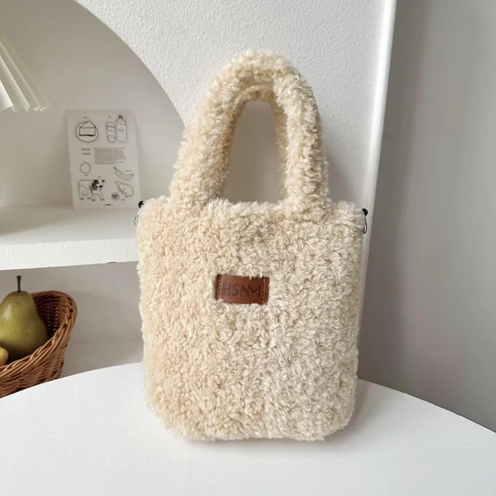 Lamb Wool Handbag Fuzzy Cute Autumn and Winter Fluffy Stylish Chroma Handbag Shoulder Bag Fuzzy Handbag