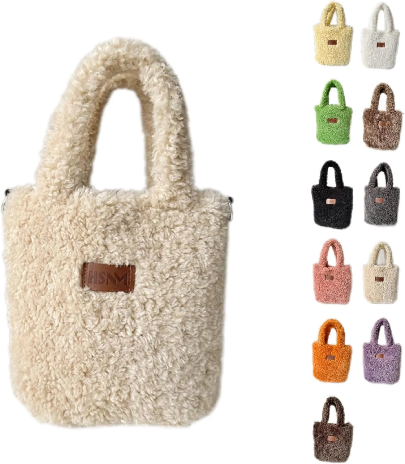 Lamb Wool Handbag Fuzzy Cute Autumn and Winter Fluffy Stylish Chroma Handbag Shoulder Bag Fuzzy Handbag
