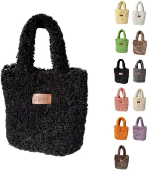 Lamb Wool Handbag Fuzzy Cute Autumn and Winter Fluffy Stylish Chroma Handbag Shoulder Bag Fuzzy Handbag