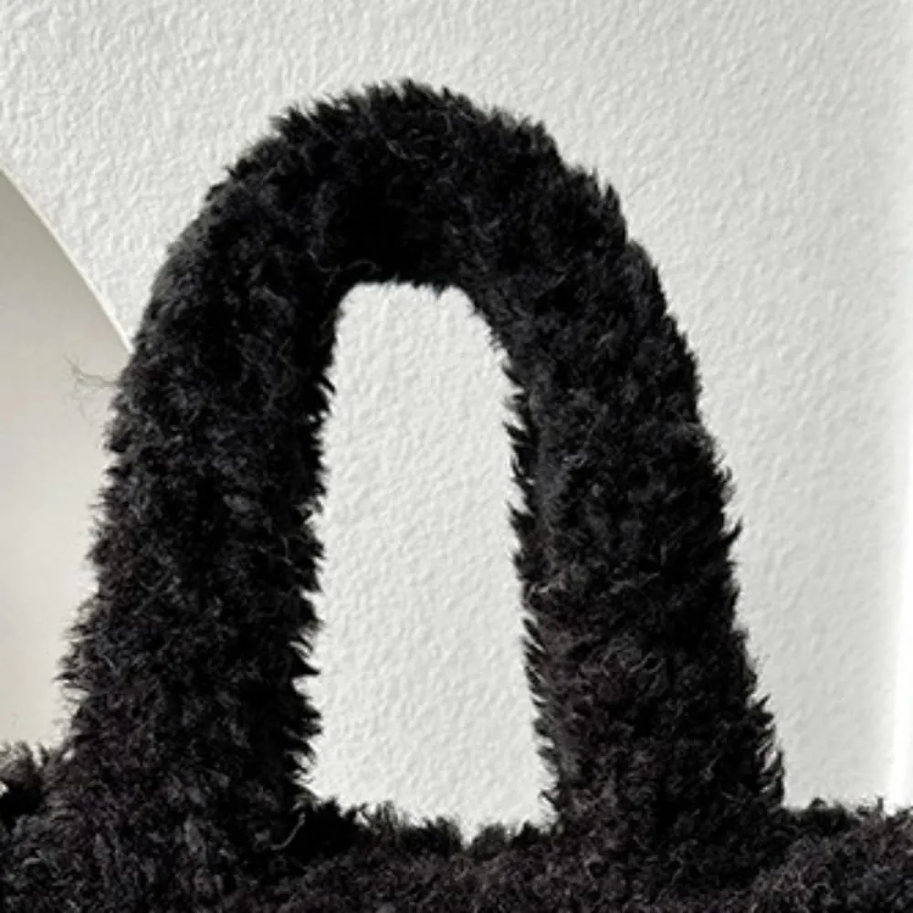Lamb Wool Handbag Fuzzy Cute Autumn and Winter Fluffy Stylish Chroma Handbag Shoulder Bag Fuzzy Handbag