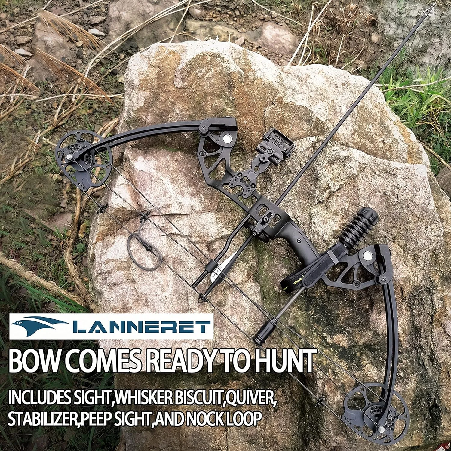Lanneret Compound Bow and Archery Sets - Right Hand Archery Compound Bows 0-70 lbs Draw Weight Adjustable for Adults and Beginners，Hunting Bow Kit for Beginner