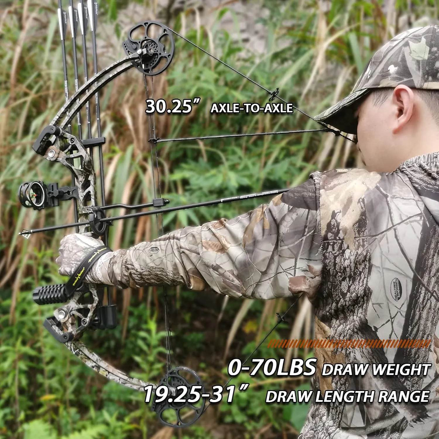 Lanneret Compound Bow and Archery Sets - Right Hand Archery Compound Bows 0-70 lbs Draw Weight Adjustable for Adults and Beginners，Hunting Bow Kit for Beginner