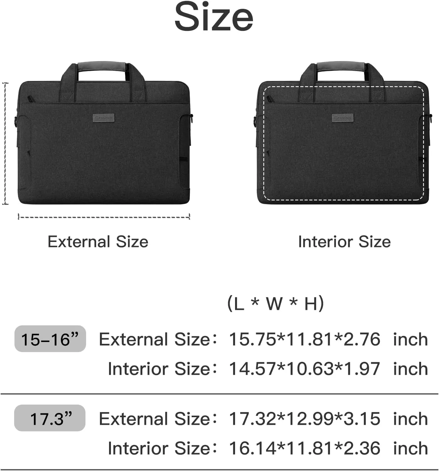 Laptop Shoulder Bag, 13-14-15-15.6-17.3 Inch Laptop/Tablet, Water-Repellent Fabric, Business for Men Women (17.3 inch, Black)