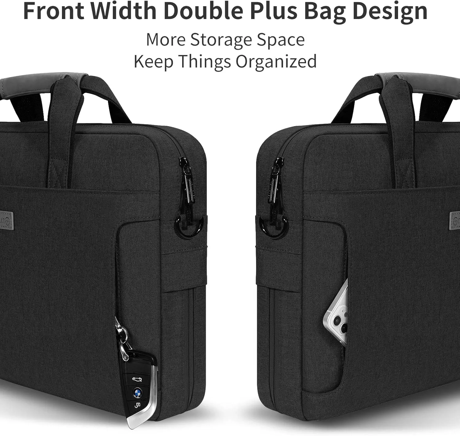 Laptop Shoulder Bag, 13-14-15-15.6-17.3 Inch Laptop/Tablet, Water-Repellent Fabric, Business for Men Women (17.3 inch, Black)