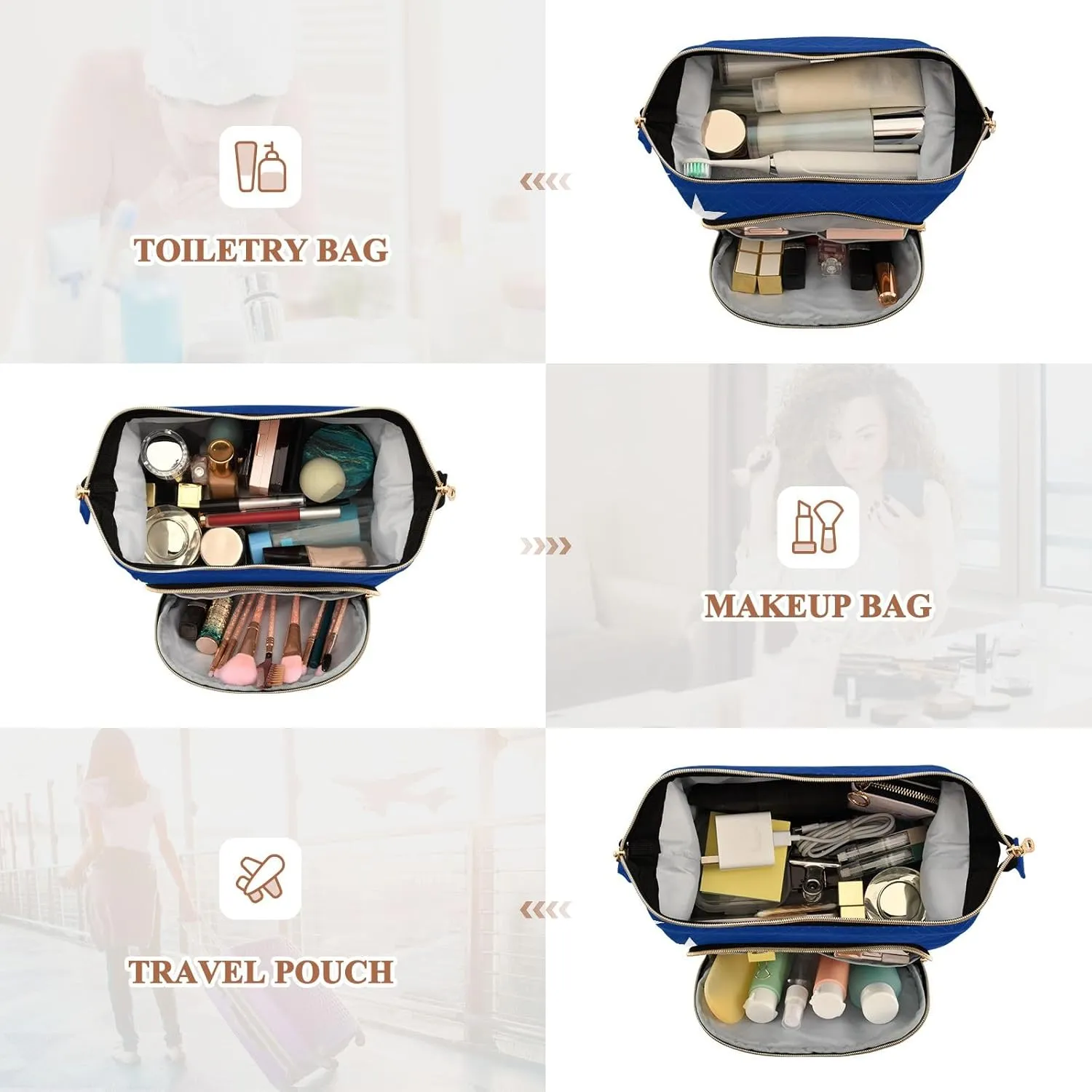 Large Capacity Makeup Bag Curacao Flag Rectangular National Wide-open Pouch Purse with 9-Piece Accessory Set, Purse for Toiletries Accessories Brushes