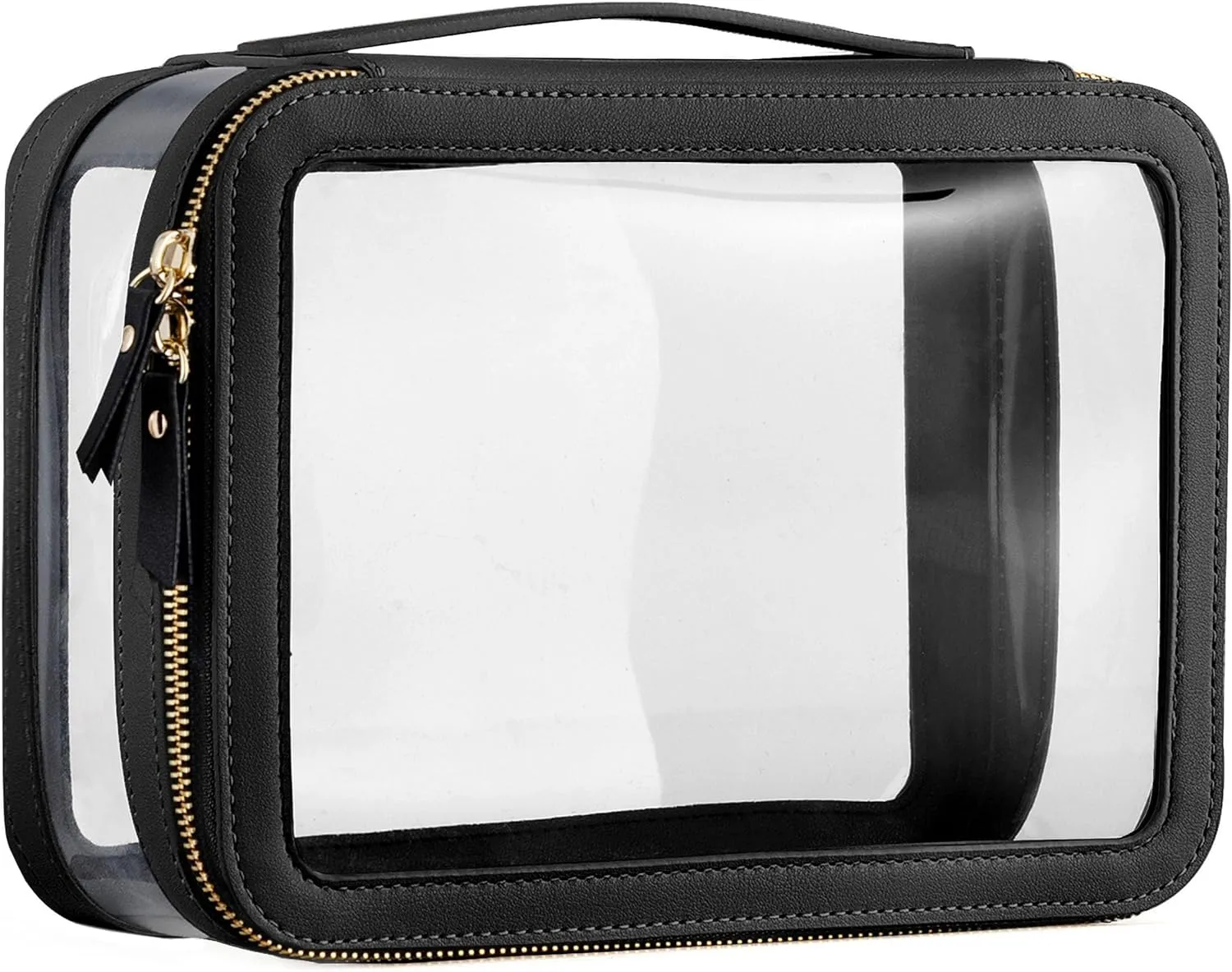 Large Clear Makeup Bag for Women, Portable Travel Makeup Bag Organizer Waterproof Toiletry Bag Cute Makeup Bags Cosmetic Bag Makeup Pouch, Black